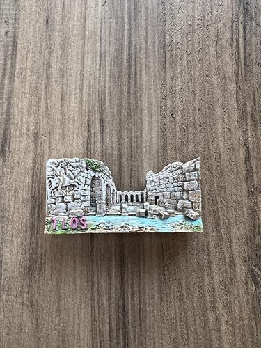 Magnet, Dekoratif Antik Taş Görünümlü Mıknatıslı Duvar Süsü, Turkuaz ve Yeşil Detaylı, El Yapımı Sanat Eseri