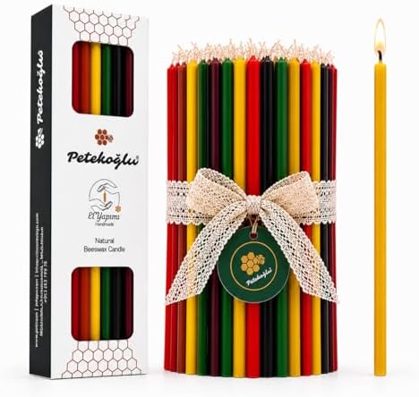 Alternative view of 5 Renk Balmumu Mum (Beeswax Candle) 40 Adet 20 cm İnce Uzun Dilek ve Doğum Günü Mumu Doğal El Yapımı Parti Ritüel