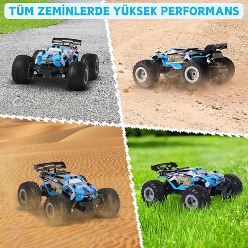 /Oyuncak 2.4 Ghz Uzaktan Kumandalı Şarjlı LED Işıklı Drift Atan 15 Km Hız Yapan Off Road Araba 45 Dk Sürüş Süresi 1200 Mah Batarya (Mavi)