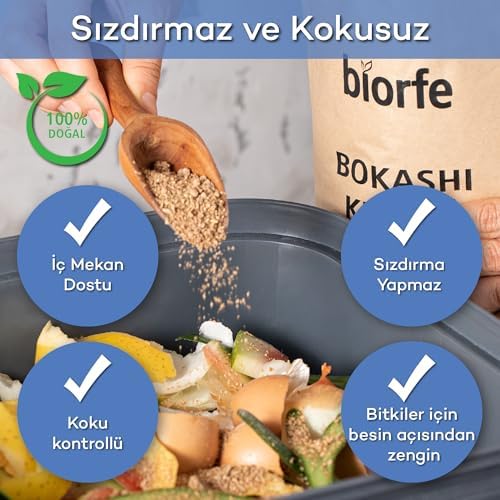 Bokashi Kepeği 1 kg, İç ve Dış Mekan Kompost Kovaları için Hızlı ve Kolay Kompost Başlatıcı