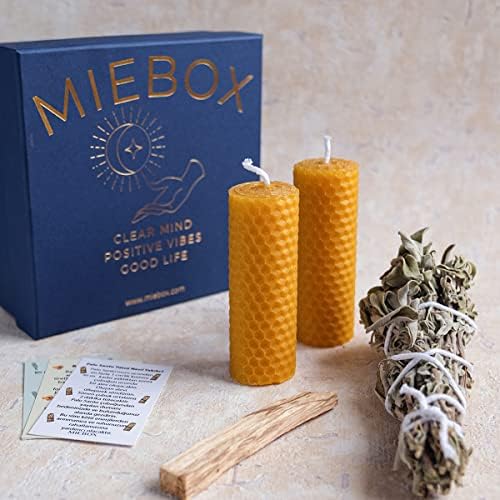 MieBox Arınma Seti (1 Adet Palo Santo Tütsü + 2 Adet Balmumu Mum + 1 Demet Adaçayı Tütsüsü) - Görsel 3