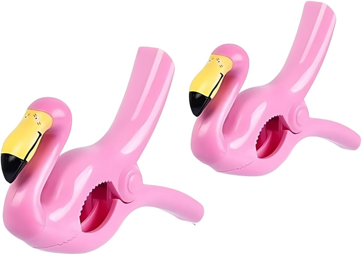 Alternative view of Pembe Flamingo Plaj Havlusu Mandalı, 2'li Set, Güçlü Tutma Özellikli, Taşınabilir Havlu Klipsi