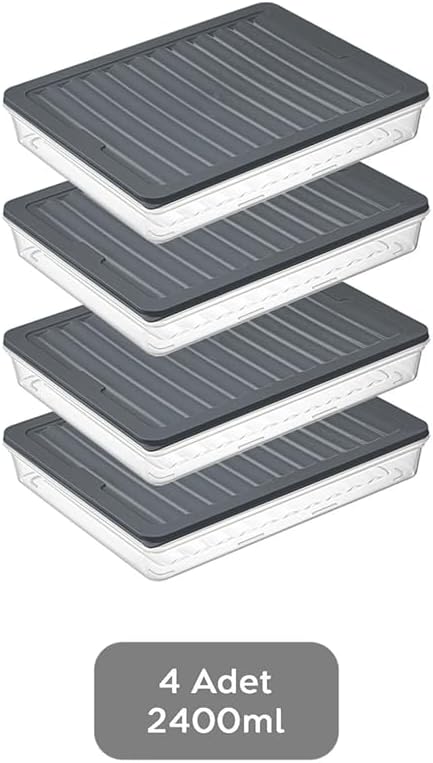 Alternative view of 4 Adet Buzdolabı Organizeri, Buzdolabı İçin Çok Amaçlı Saklama Kabı, Fresh Box, Şeffaf ve Ayarlanabilir, Gıdaları Taze Tutma Özelliği, Mutfak Düzenleyici (2400 Ml)