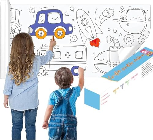 Aputue Çizim kağıdı ruloları, 30cmx3m Boyama Kağıdı Rulosu, Çocuklar İçin Yapıştırılabilir Duvar Kağıdı, DIY Renk Doldurma Kağıdı, Sınıf/Ev/Parti İçin İdeal Hediye, 1 Rulo, 40 x 300 cm