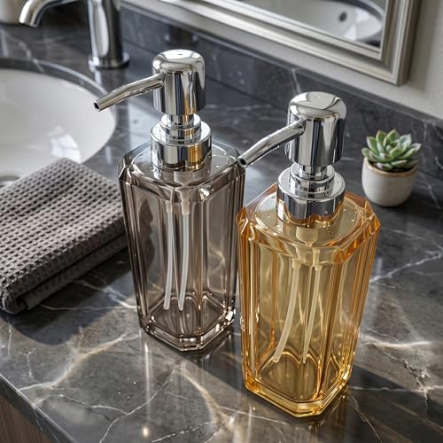 1 Adet Premium Akrilik Sıvı Sabunluk - Kristal Kesim Şık Banyo ve Mutfak Sabunluğu (Asorti Renk/Model Gönderimi) (UZUN MODEL)