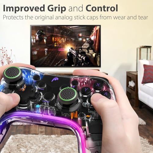 Alternative view of Analog çubuk, Joystick, Thumbstick başlıkları, koruyucu kapak, kulplar, silikon kapaklar, PS5 | PS4 | PS3 | Gamepad - Siyah/Yeşil - 4 adet