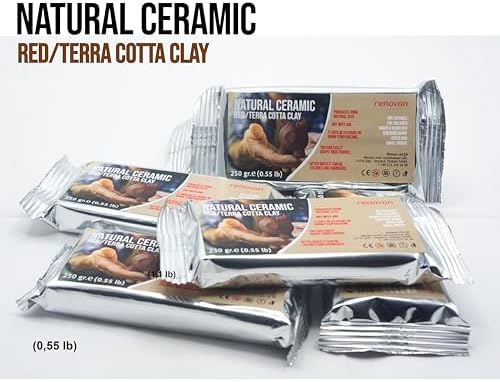 Seramik KİL Hamuru, KIRMIZI Terra/Cotta 250 gr Fırınlamaya Gerek Olmayan Güzel Sanatlar Figür heykel Modelleme Oyun ve Montessori sınıfları için toksik olmayan doğal Kil