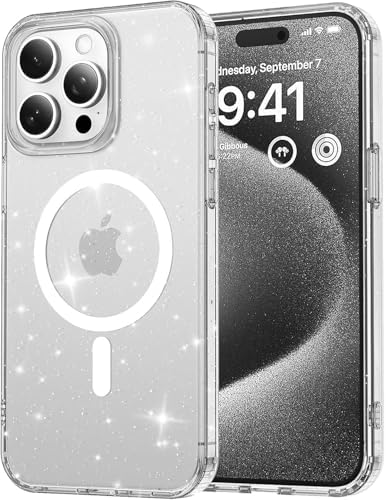 iPhone 13 ve 14 için MagShine Serisi MagSafe ile Uyumlu Göz Alıcı ve Şık Simli Arka Tasarım Yüksek Kalite Materyal Premium Hybrid Kılıf Kapak (Şeffaf, 13/14) - Görsel 3