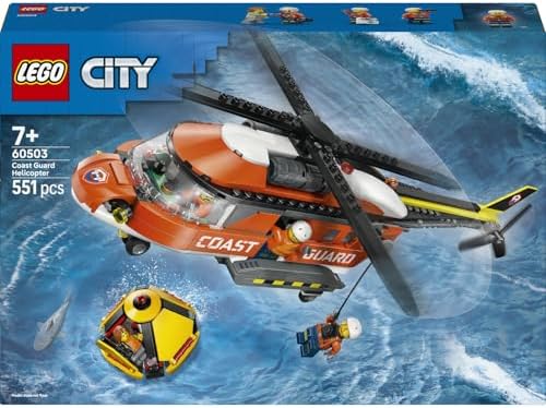 Alternative view of City Sahil Güvenlik Helikopteri 60503 – 7 Yaş ve Üzeri Çocuklar için Pilot, Sivil, 2 Sahil Güvenlik Görevlisi ve Köpekbalığı Minifigürü İçeren Oyuncak Yapım Seti, Hediye Fikri (551 Parça)