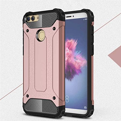 P Smart 2018 ile uyumlu Çİft Katman Koruyucu Crash Military Tank Kılıf - Rose Gold