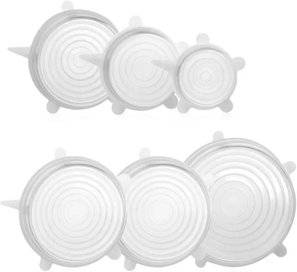 Alternative view of Silikon Streç Kapak Seti, Gıda Saklama Kabı Kapağı, Plastik, Çok Renkli, 6'lı Set, Elde Yıkanabilir