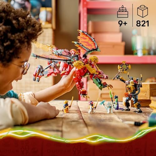Alternative view of Wyldfyre'ın Dönüşen Ejderha Robotu 71868-9 Yaş ve Üzeri Çocuklar için Wyldfyre, Buz Canavarı ve Asit Canavarı Dahil Minifigürler İçeren Oyuncak Yapım Seti, Hediye Fikri (821 Parça)