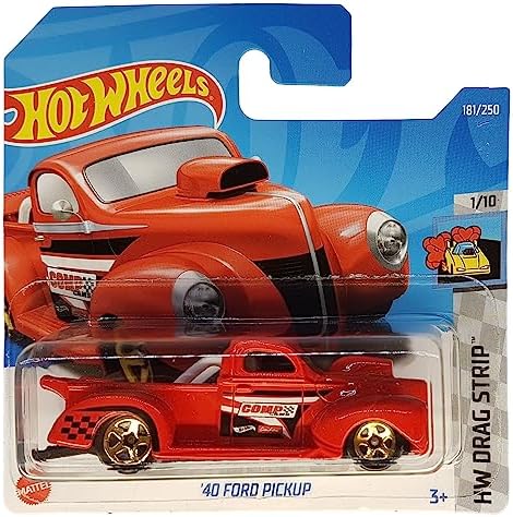 - ´40 Ford Pickup - HW Drag Strip 1/10 - HCX61 - Short Card - Edelbrock - kırmızı - Mattel 2022