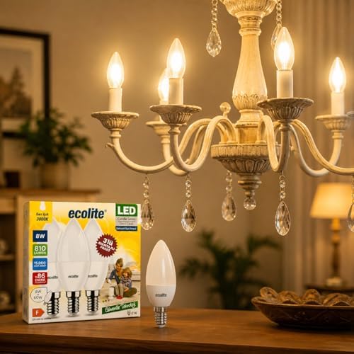 8 W LED Mum Ampul – E14 Duy, 810 Lümen, 3000K Sarı Işık, 60W Eşdeğer, 3’lü Paket, Opal Dekoratif Ampul, Dimmer Uyumlu Değil,%86 Enerji Tasarrufu, 99x37 mm (Sarı)