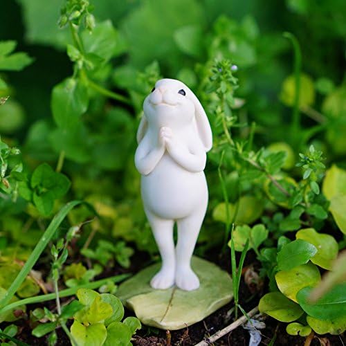 Top Collection Minyatür Peri Bahçesi ve Teraryum Yoga Tavşanı Ayakta Namaste Pozu Heykeli, Küçük - Görsel 3