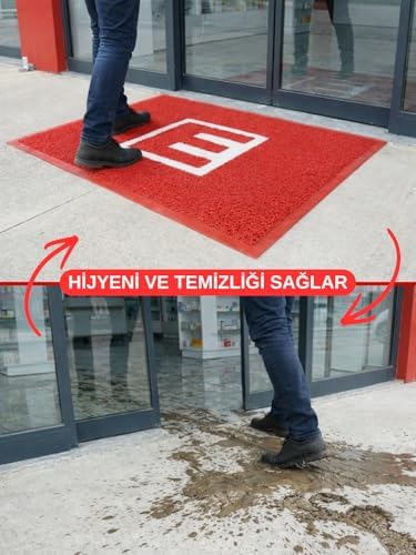 Eczane Önü Paspası E Logo Giriş İşyeri Eczane Mağaza Girişi Kapı Önü Kıvırcık Hijyen Halısı 60x80 CM