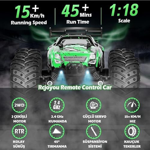 Alternative view of /Oyuncak 2.4 Ghz Uzaktan Kumandalı Şarjlı LED Işıklı Drift Atan 15 Km Hız Yapan Off Road Araba 45 Dk Sürüş Süresi 1200 Mah Batarya (Mavi)