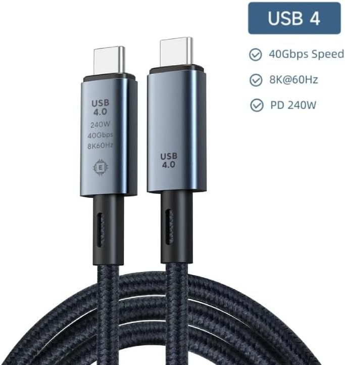 40Gbps 240W 4.0 Thunderbolt Type-C to Type-C Şarj, Data ve 8K 60Hz Görüntü Aktarım Kablosu Tip C 1 Metre ZR852
