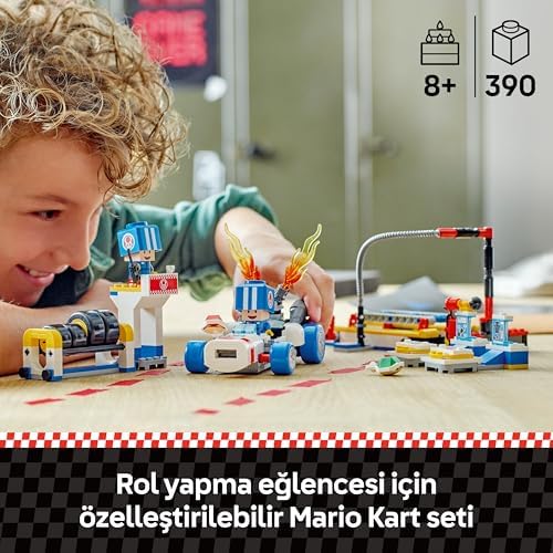 Super Mario: Mario Kart – Toad’un Garajı 72035, 8 Yaş ve Üzeri Erkek ve Kız Çocukları İçin, 2 Mavi Toad Karakter Figürü İçeren Yaratıcı Oyuncak Yapım Seti, Doğum Günü Hediyesi (390 Parça) - Görsel 3