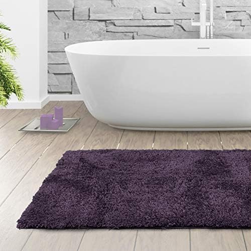 Clara Clark Banyo Halıları, Ultra Yumuşak Tüylü Banyo Halıları - Banyo için Banyo Paspası, Makinede Yıkama, Kaymaz Arka Kauçuk, 81 x 121 cm, Patlıcan Banyo Halısı Seti - Görsel 3