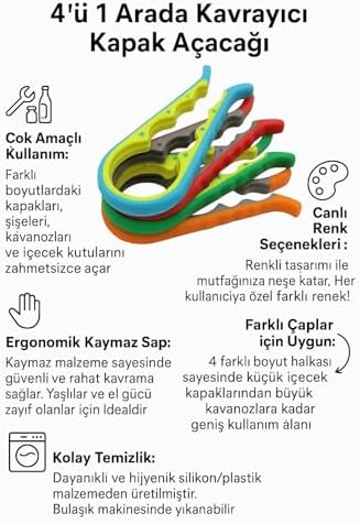 2 Adet Kavanoz ve Şişe Kapak Açacağı, Karışık Renk