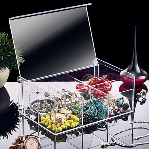 Alternative view of Şeffaf Kapaklı 6 Bölmeli Organizer Kutusu – Çay, Takı, Baharat, Aksesuar ve Küçük Eşyalar İçin Düzenleyici Kutusu – 23×14×9 cm