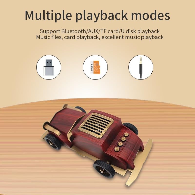 Retro Klasik Araba Şekilli Kablosuz Bluetooth Hoparlör – 1500mAh Şarjlı, BT/TF/USB Destekli, 5W Güç Çıkışı, 10m Menzil, Telefon Standlı Dekoratif Müzik Hoparlörü | B2