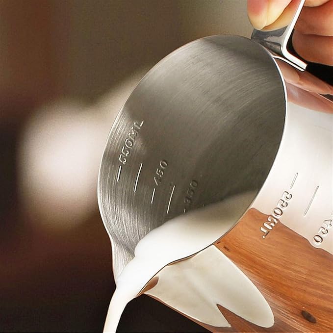 Paslanmaz Çelik Sütlük - Barista Süt Isıtıcı & Köpürtücü | Latte Art Pitcher | Küçük & Büyük Boy Seçenekli, Ocak Üstü Çelik Süt Potu (350 ml)
