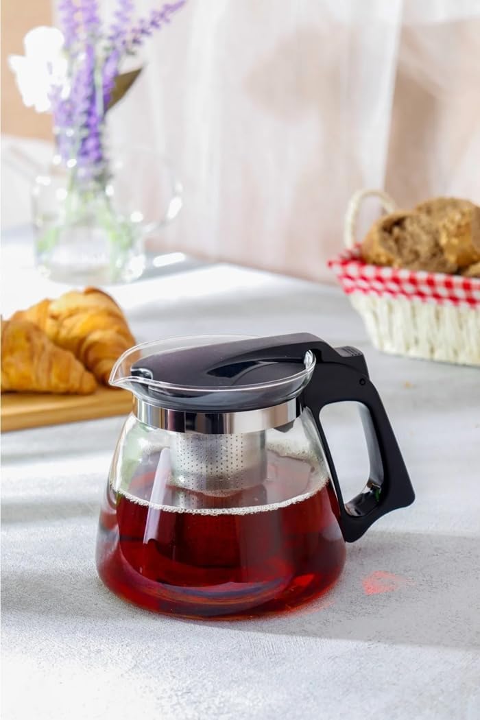 Isıya Dayanıklı Borosilikat Cam Demlik, Kendinden Süzgeçli, Şık Tasarım (1500 Ml) - Görsel 2