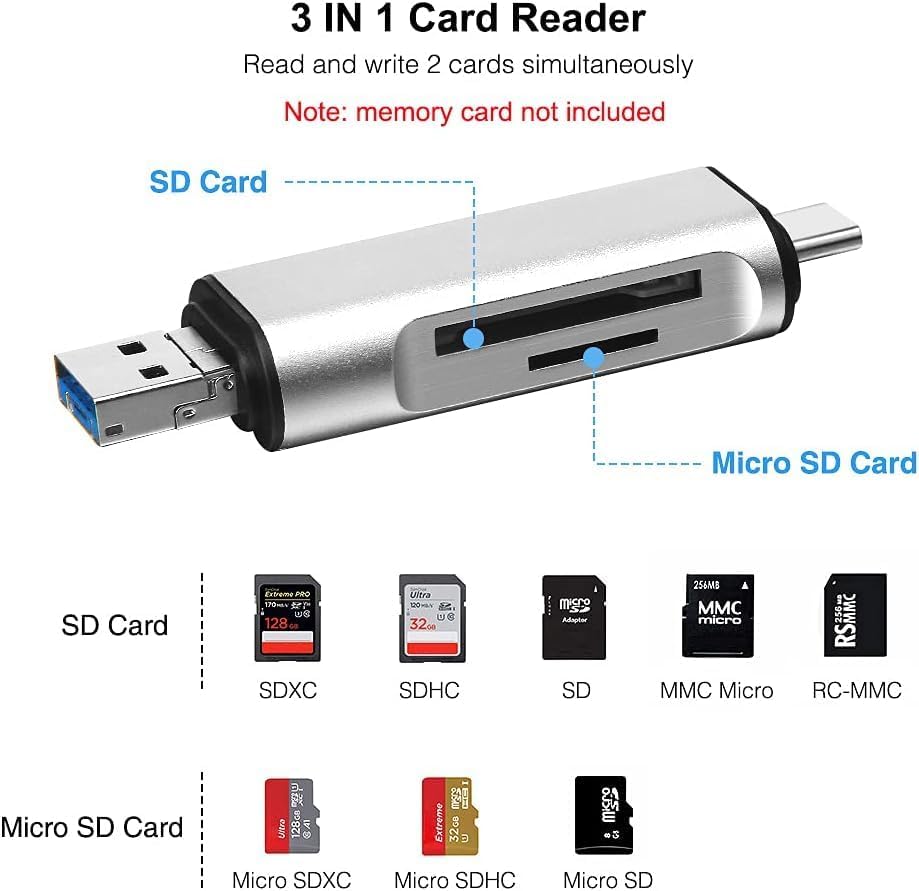 Alternative view of ADS-103 Macbook Uyumlu Type-C to USB 3.0 Flash Otg Veri Aktarım Sd Tf Tak Çalıştır Kart Okuyucu Çevirici Hub Adaptör
