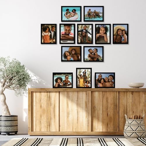 9x12 Picture Frame with Polished Plexiglass - Set of 12 - Signature Collection - Picture Frames with Engineered Wood - Photo Frame for Tabletop and Wall Display - Black