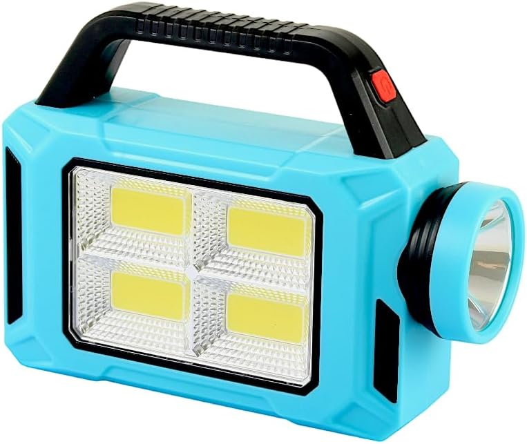Güneş Enerjili El Feneri Işıldak Kamp Lambası Powerbank (Mavi)