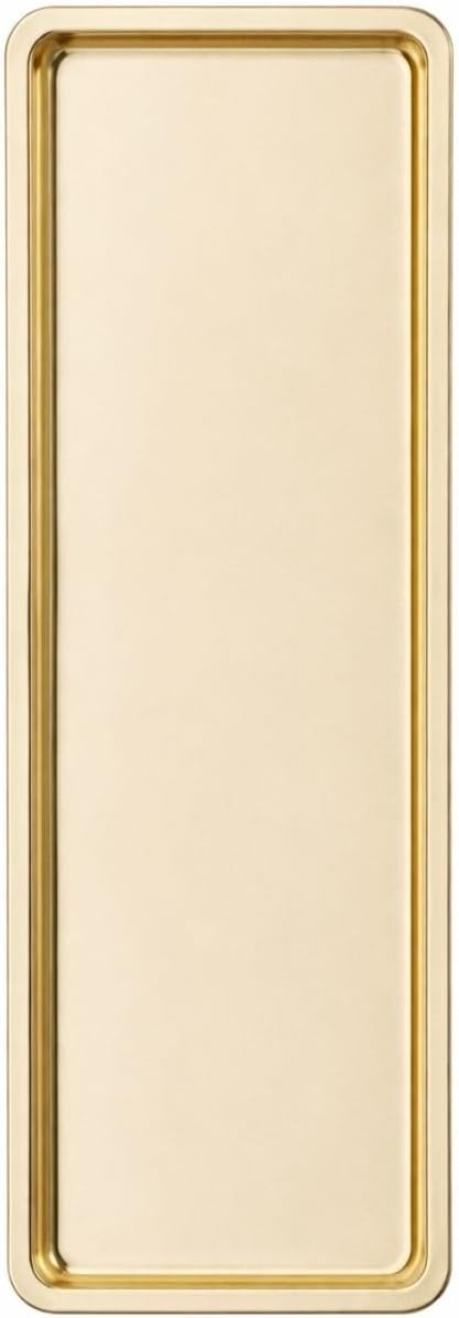 Alternative view of Paslanmaz Çelik, Dikdörtgen Sunum Tepsisi, Gold, 33x13 cm, Düz, Çay, Kahve, Pasta Sunum, 1 Adet