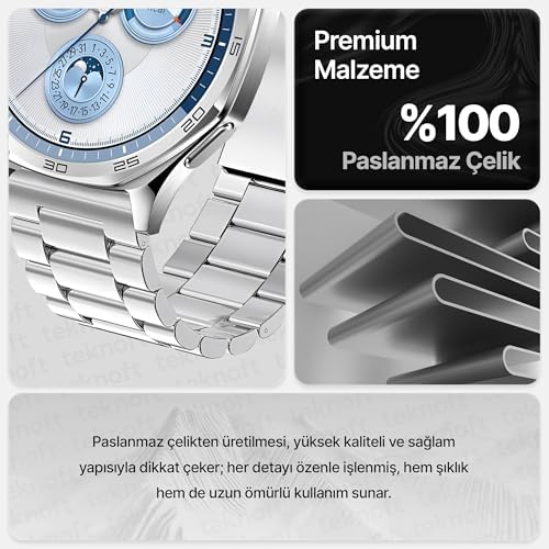 22mm ile Uyumlu Saatler için Paslanmaz Çelik 46mm Baklalı Kordon Watch (GT6 Pro/GT6/GT5 Pro/GT5/GT4/Watch 4 Pro/GT3/GT3 Pro/GT2/GT2 Pro) - Görsel 3