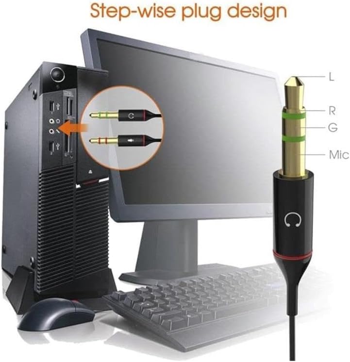 Alternative view of Tek Girişli Kulaklığı Bilgisayara Bağlama, Kulaklık ve Mikrofon Ayırıcı, 1 Dişi 2 Ekek 3.5mm Jak Mikrofonlu Kulaklık Ayırıcı, Çevirici