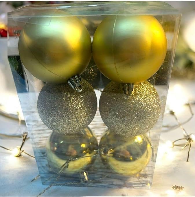 6 Adet Gold 6 Cmcm Yılbaşı Topu, Noel Topu, Çam Ağacı Topu, Süs Topu T-51, Sarı