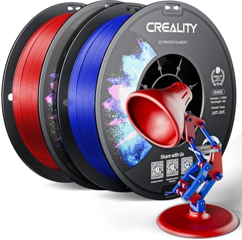 Resmi CR PETG 3D Yazıcı Filament 1.75mm Paket 2KG (4.4lbs), Yüksek Hassasiyet, Güçlü Tokluk, Kokusuz, Daha İyi Akış Nem Geçirmez 3D Baskı Ender Filament, Kırmızı+Mavi - Görsel 3