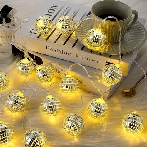 10'lu Noel LED Disko Topu Işık Mini Ayna Topu Şerit Işık İç Dış Mekan Parti Bahçe Dekoru - Görsel 3