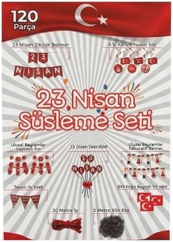 Alternative view of 23 Nisan Süsleme Seti, 120 Parça, Zikzak Banner, Flama, Sarkıt Tavan Süsü, Kapı ve Pencere Süsü, Okul Sınıf Dekorasyon Paketi