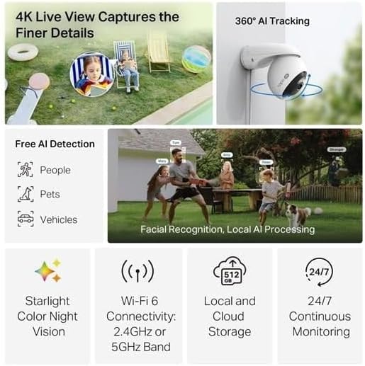 Alternative view of C560WS | 4K 8MP Dış Mekan Wi-Fi 6 Güvenlik Kamerası | Yerel Yüz Tanıma | AI İnsan/Evcil Hayvan/Araç Algılama | Starlight Renkli Gece Görüşü | IP66 Su Geçirmez | microSD & Bulut Depolama