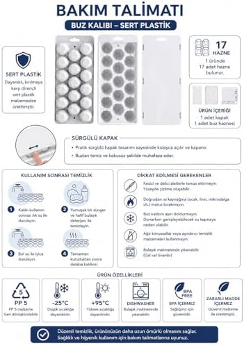 Buz Kalıbı Tekli, Sürgülü Kapak Sert Plastik 17 Hazneli İkiz Buzluk Seti, Buzluk, Buz Kabı, Buz Haznesi, Buz Kalıpları, Buz Tepsileri, Buz, Buz Yapma Kalıbı, Çok Amaçlı Buz Küpü Kalıbı