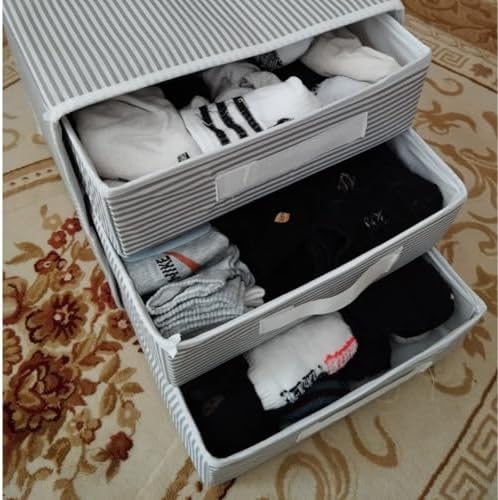 Katlanabilir Üç Çekmeceli Dolap Düzenleyici Çamaşır Organizeri Takı Kutusu Gardrob Kumaş Düzenleyici 32x32x32cm (1) - Görsel 3