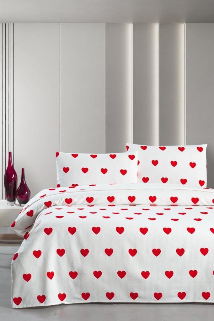 Hamlet Tek Kişilik Lastikli Pike Yatak Örtüsü Çarşaf Takımı 170 x 230 Bordo%100 Pamuk 3 Parça - Görsel 3