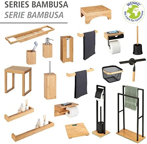 Bambu Tuvalet Fırçası Tutucu, Metal, Ahşap, 37,5 x 11 x 11 - Görsel 2