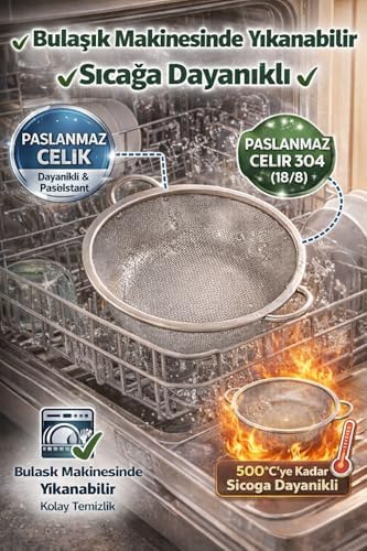 Alternative view of 3’lü Paslanmaz Çelik Mutfak Süzgeç Seti, İnce Telli Profesyonel Metal Süzgeçler, Küçük Orta Büyük Boy, Dayanıklı ve Hijyenik Tasarım, Makarna, Sebze, Meyve, Bakliyat ve Pirinç Süzme Aparatı.