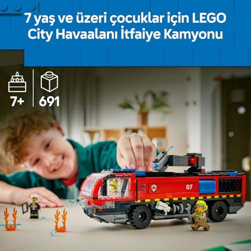 Alternative view of City Havaalanı İtfaiye Kamyonu 60499 – 7 Yaş ve Üzeri Çocuklar için 4 İtfaiyeci Minifigürü ile Koltuklu Ayrıntılı Kokpit İçeren Yaratıcı Oyuncak Araba Yapım Seti, Hediye Fikri (691 Parça)