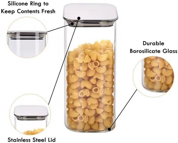 Alternative view of 2'li Vakum Kapaklı Borosilikat Cam Saklama Kabı Seti – Mini Boy, Hava Geçirmez, Gıda Saklama İçin İdeal-Baharat,Kahve,Şeker-Mini Baharatlık (Metal Kare, 300 ML)