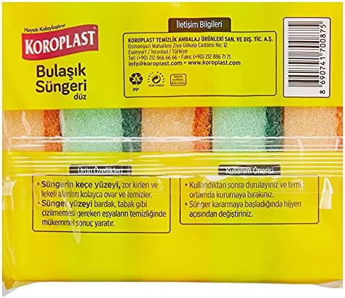 Çift Taraflı Düz Bulaşık Süngeri 5'li, Çizik & İz Bırakmaz, Yağ ve Leke Giderici Pratik Temizlik Süngeri, Tava, Tencere, Tabak, Bardak, Çatal, Bıçak, Ocak, Tezgah, Cam & Seramik Yüzeyler - Görsel 3