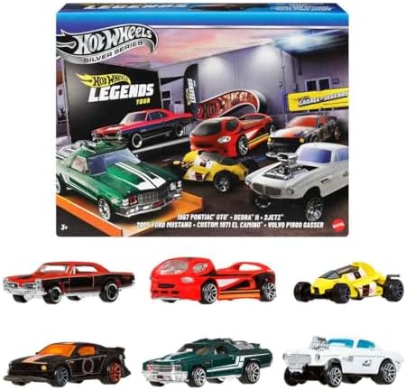 1:64 ölçekli metal oyuncak araba ve kamyonlar, özel süslemelere sahip 6'lı HW Legends araç seti (Stiller çeşitlilik gösterebilir), JBY78