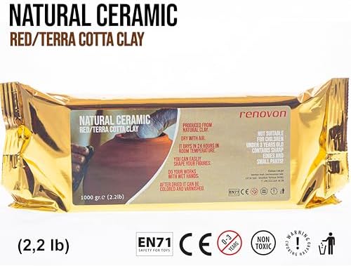 Seramik KİL Hamuru,Kırmızı/TerraCotta 1000 gr(1 KG) Fırınlamaya Gerek Olmayan Güzel Sanatlar Figür heykel Modelleme Oyun ve Montessori sınıfları için toksik olmayan doğal Kil - Görsel 3